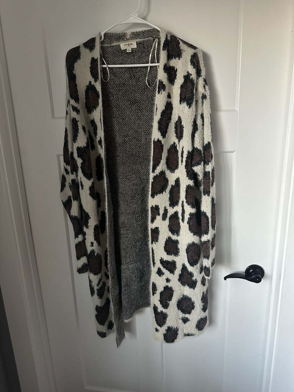 Umgee Animal Leopard Print Open Front Cardigan Size L